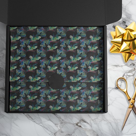 Zwart Licht Neon Glow Xmas Bell en Kaars Patroon Tissuepapier