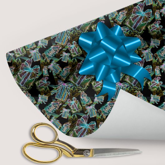 Zwart Licht Neon Glow Xmas Cadeaus en huizen Cadeaupapier