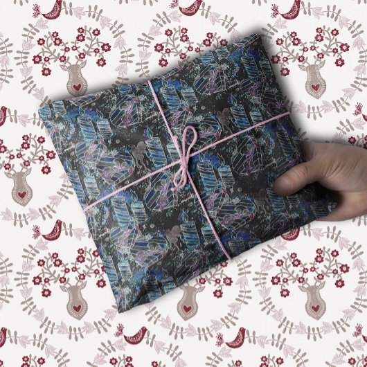 Zwart Licht Neon Glow Xmas Hart en Kaarsen Tissuepapier