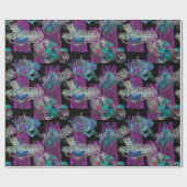 Zwart Licht Neon Glow Xmas Kaars Cluster Cadeaupapier (Vlak)