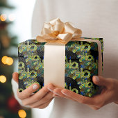 Zwart Licht Neon Glow Xmas Kaars en Ornamenten Cadeaupapier