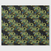 Zwart Licht Neon Glow Xmas Kaars en Ornamenten Cadeaupapier (Vlak)