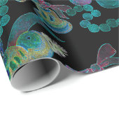 Zwart Licht Neon Glow Xmas Kaarsenbel Ornament Cadeaupapier (Rol Hoek)