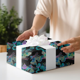 Zwart Licht Neon Glow Xmas Kaarsenbel Ornament Cadeaupapier