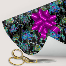 Zwart Licht Neon Glow Xmas Poinsettia Ornament Cadeaupapier