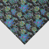 Zwart Licht Neon Glow Xmas Poinsettia Ornament Tissuepapier (Detail)