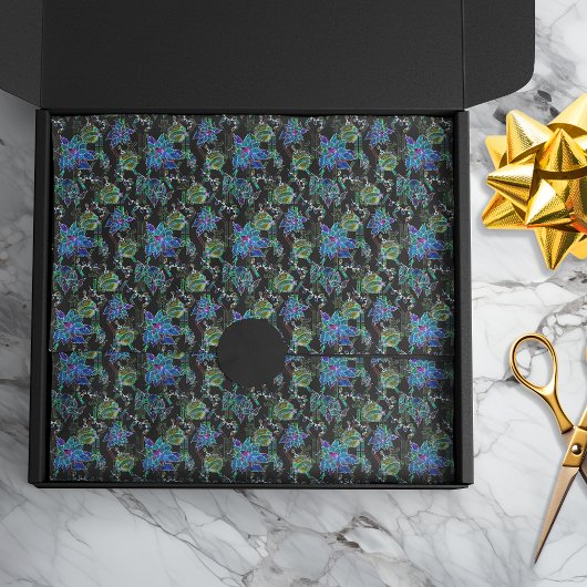 Zwart Licht Neon Glow Xmas Poinsettia Ornament Tissuepapier