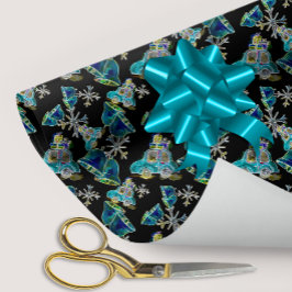Zwart Licht Neon Glow Xmas Sneeuwvlokken Auto's Kl Cadeaupapier
