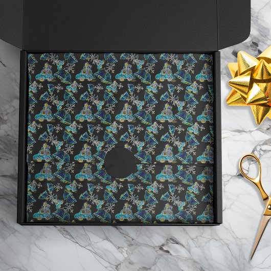 Zwart Licht Neon Glow Xmas Sneeuwvlokken Auto's Kl Tissuepapier