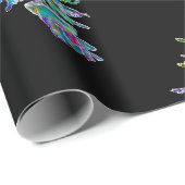 Zwart licht Neon kerstboom patroon Cadeaupapier (Rol Hoek)