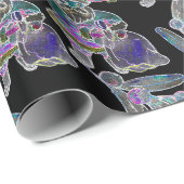 Zwart Licht Neon Kerstman Kerstmis Patroon Cadeaupapier (Rol Hoek)