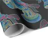 Zwart Licht Neon Kerstmis Bells Patroon Cadeaupapier (Rol Hoek)
