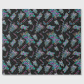 Zwart Licht Neon Kerstmis Candy Cane Patroon Cadeaupapier (Vlak)