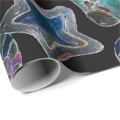 Zwart Licht Neon Kerstmis Hart Patroon Cadeaupapier (Rol Hoek)