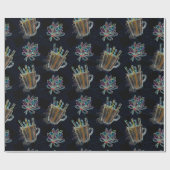 Zwart Licht Neon Kerstmis Heet Chocolade Patroon Cadeaupapier (Vlak)