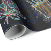 Zwart Licht Neon Kerstmis Heet Chocolade Patroon Cadeaupapier (Rol Hoek)