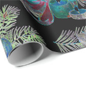 Zwart Licht Neon Kerstmis Kaars Patroon Cadeaupapier (Rol Hoek)