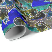 Zwart Licht Neon Kerstmis Kous Patroon Cadeaupapier (Rol Hoek)