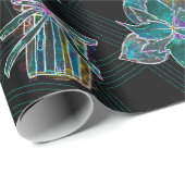 Zwart Licht Neon Kerstmis Poinsettia Patroon Cadeaupapier (Rol Hoek)