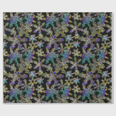 Zwart Licht Neon Kerstmis Sneeuwvlok Patroon Cadeaupapier (Vlak)