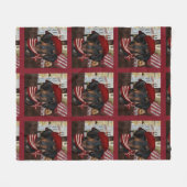Zwart & Lichtbruine Doxie Fleece Deken (Voorkant (Horizontaal))