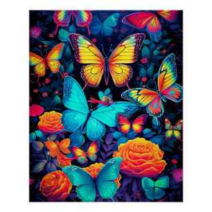 Zwart Lichte Vlinders Perfect Poster