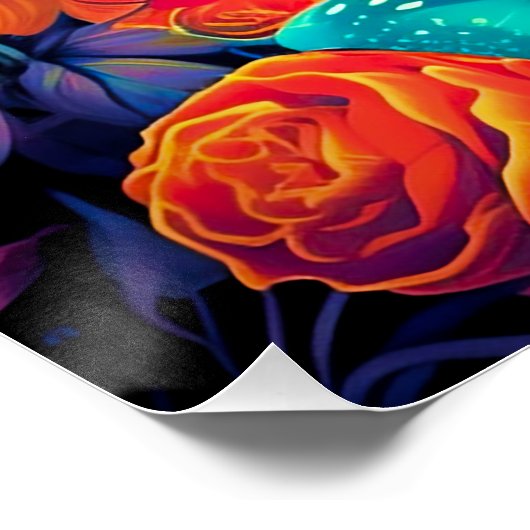 Zwart Lichte Vlinders Perfect Poster (Hoek)