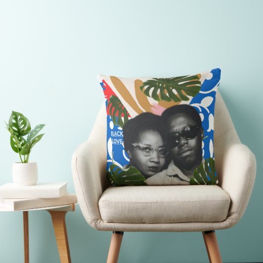 Zwart Liefde blauw Kussen (Stoel)