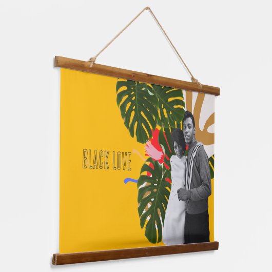  zwart liefde hangend wandkleed (Gebogen)