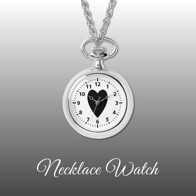 Zwart liefde hart Ketting Watch (Creator heeft geüpload)