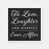 Zwart liefde lachen en gelukkig ooit na bruiloft servet (Voorkant)