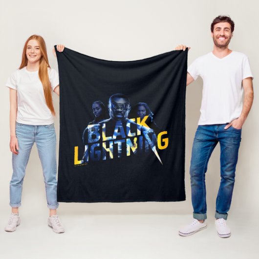 Zwart Lightning Heroes Graphic Fleece Deken (In situ)