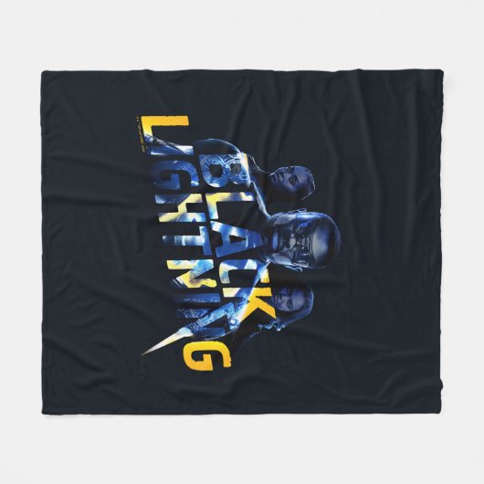 Zwart Lightning Heroes Graphic Fleece Deken (Voorkant (Horizontaal))