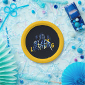 Zwart Lightning Heroes Graphic Papieren Bordje (Feest)