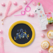 Zwart Lightning Heroes Graphic Papieren Bordje (Feest)