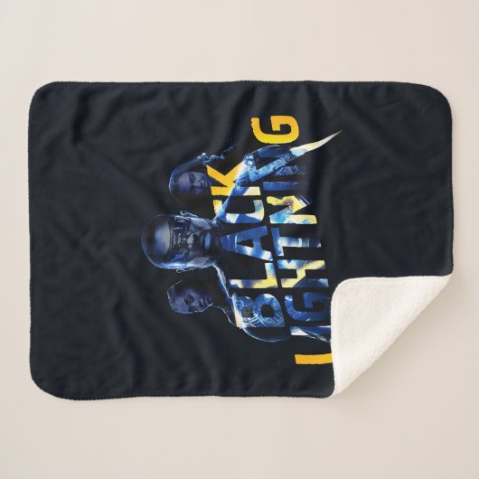 Zwart Lightning Heroes Graphic Sherpa Deken (Voorkant (horizontaal))