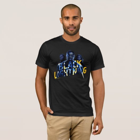Zwart Lightning Heroes Graphic T-shirt (Voorkant volledig)