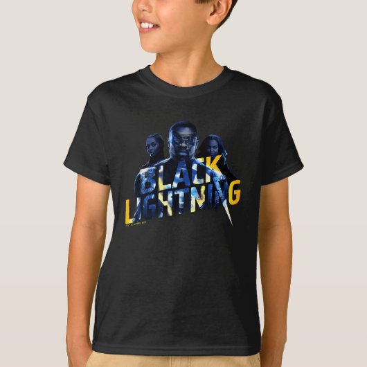 Zwart Lightning Heroes Graphic T-shirt (Voorkant)
