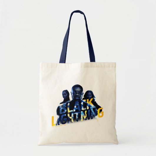 Zwart Lightning Heroes Graphic Tote Bag (Voorkant)