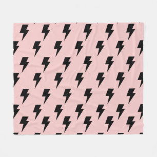 Zwart Lightning Roze Achtergrond Y2K Patroon Fleece Deken