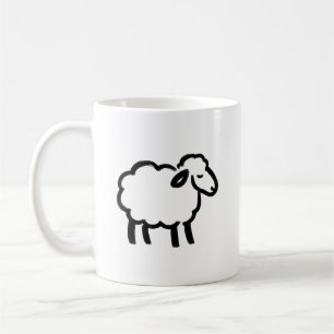 Zwart Lijn Schaap – Gezellig Dier Inkt Ontwerp op Koffiemok