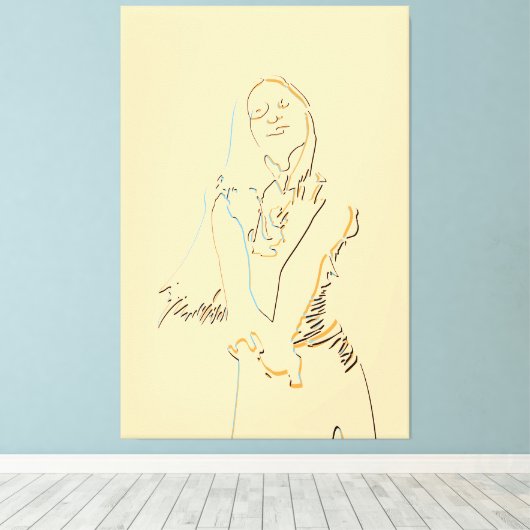 Zwart lijndansend Vrouw Canvas Afdruk (Insitu (Houten vloer))