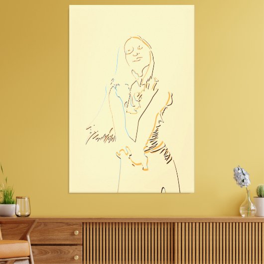 Zwart lijndansend Vrouw Canvas Afdruk (Insitu (Woonkamer))