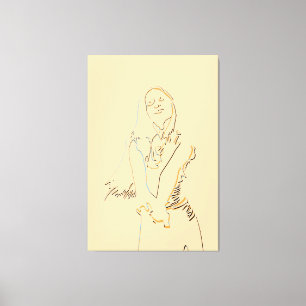 Zwart lijndansend Vrouw Canvas Afdruk