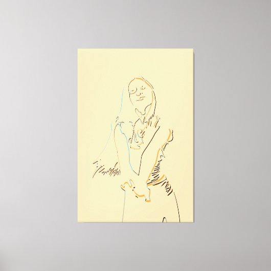 Zwart lijndansend Vrouw Canvas Afdruk (Voorkant)