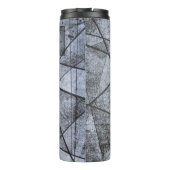 Zwart Lijnen wit grijze streep rechthoeken abstrac Thermosbeker (Achterkant)