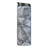 Zwart Lijnen wit grijze streep rechthoeken abstrac Thermosbeker (Geroteerd rechts)