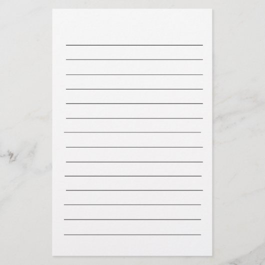 Zwart Lijnen Wit Plain Elegant Eenvoudige Standaar Briefpapier (Voorkant)