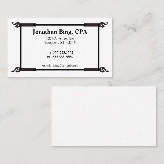  zwart Lijst accountantsfinanciering Visitekaartje (Voorkant / Achterkant)