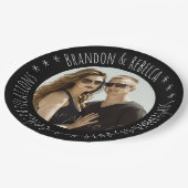 Zwart Lijst Custom Circle Tekst Foto Wedding Papieren Bordje (Gekanteld)